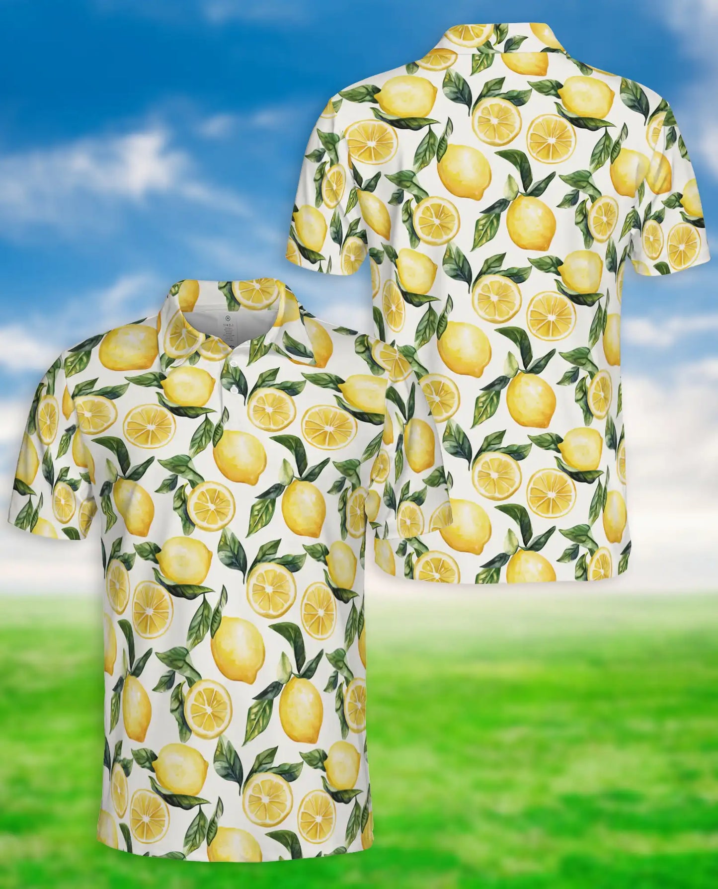 Lemon Print Polo Shirt – Fresh Citrus Pattern | Netecom