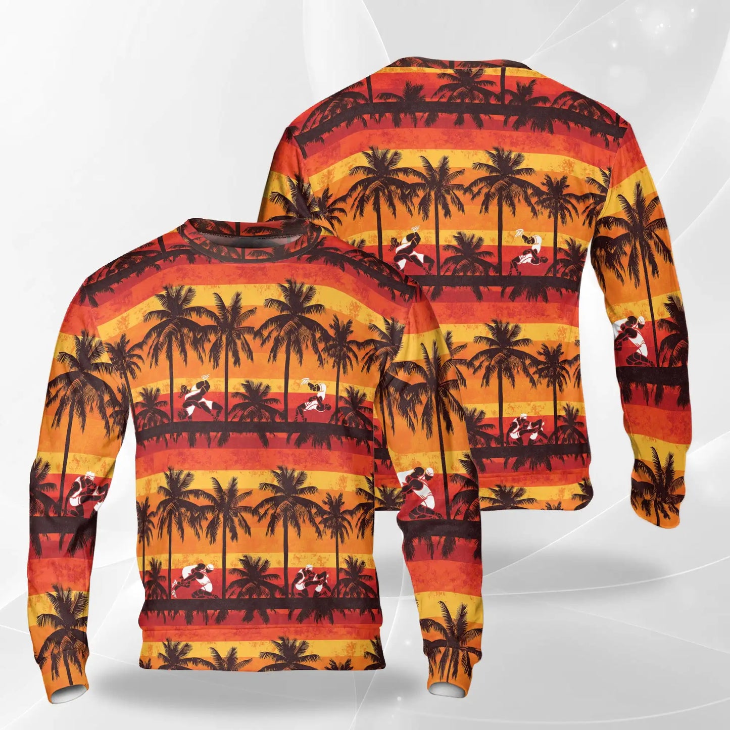 Wrestling Sunset Sweatshirt, 3D All Over Print Sunset Tropical Wrestling Crewneck Pullover for Men Women, Wrestler Gift - Netecom