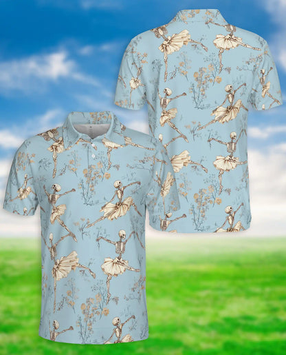Skeleton Ballet 3D Polo Shirt for Men – Gothic Dancer Vintage Style | Netecom