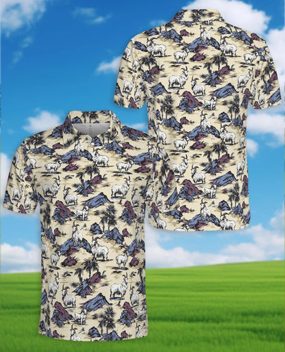 Goat Island Polo Shirt for Men – Tropical Animal Vacation Style | Netecom