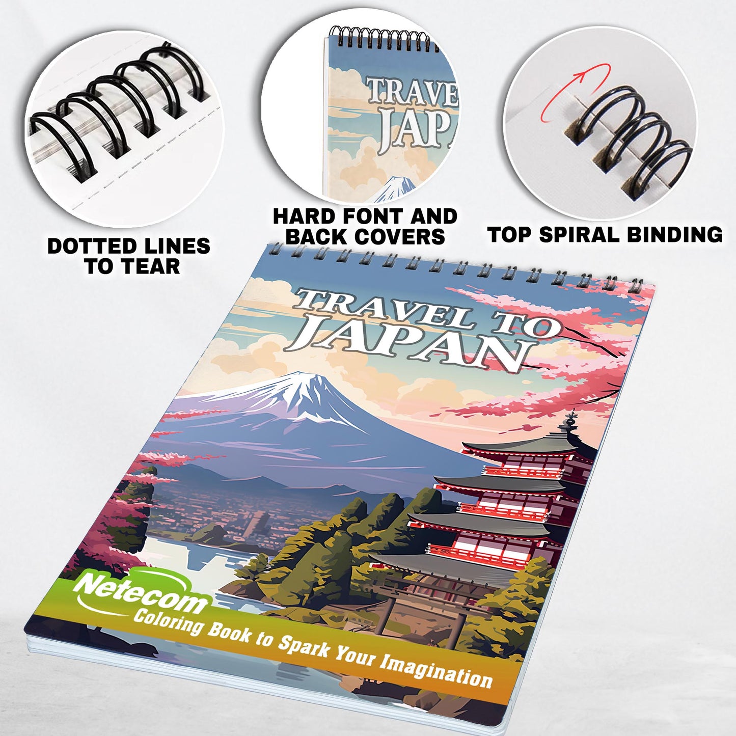 Travel to Japan Spiral Bound Coloring Book, Embark on a Journey to Japan with 30 Captivating Coloring Pages to Explore the Land of Tradition and Modernity