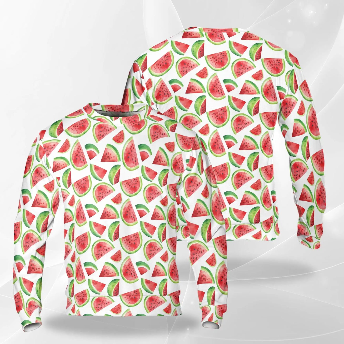 Watermelon Sweatshirt, 3D All Over Print Summer Fruit Crewneck Pullover for Men Women, Watermelon Lover Gift - Netecom