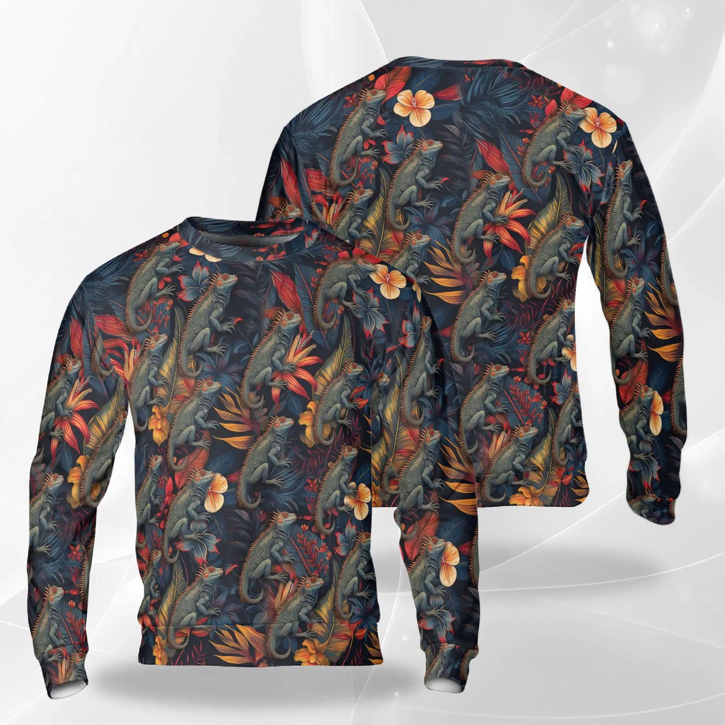 Amazing Iguana Sweatshirt, 3D All Over Print Colorful Reptile Crewneck Pullover for Men Women, Iguana Lover Gift - Netecom