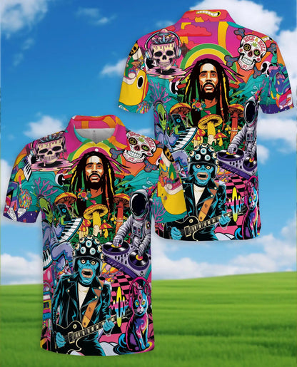 Psychedelic Music Polo Shirt - Retro Hippie Festival Style | Netecom