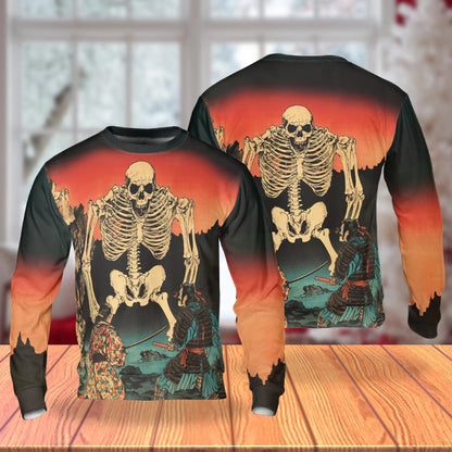 Utagawa Kuniyoshi Skeleton Spectre Sweatshirt, 3D All Over Print Japanese Ukiyo-e Art Crewneck Pullover for Men Women, Skeleton Art Lover Gift - Netecom