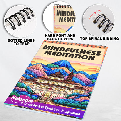 Mindfulness Meditation Spiral Bound Coloring Book, Unleash Your Creativity with 30 Mindfulness Meditation Landscape Coloring Pages, Finding Inner Peace in Nature's Splendor