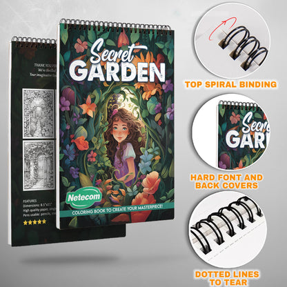 Secret Garden Spiral Bound Coloring Book, Enchanting Secret Garden Scenes for Relaxation, Ideal for Nature Lovers Seeking a Peaceful Artistic Retreat