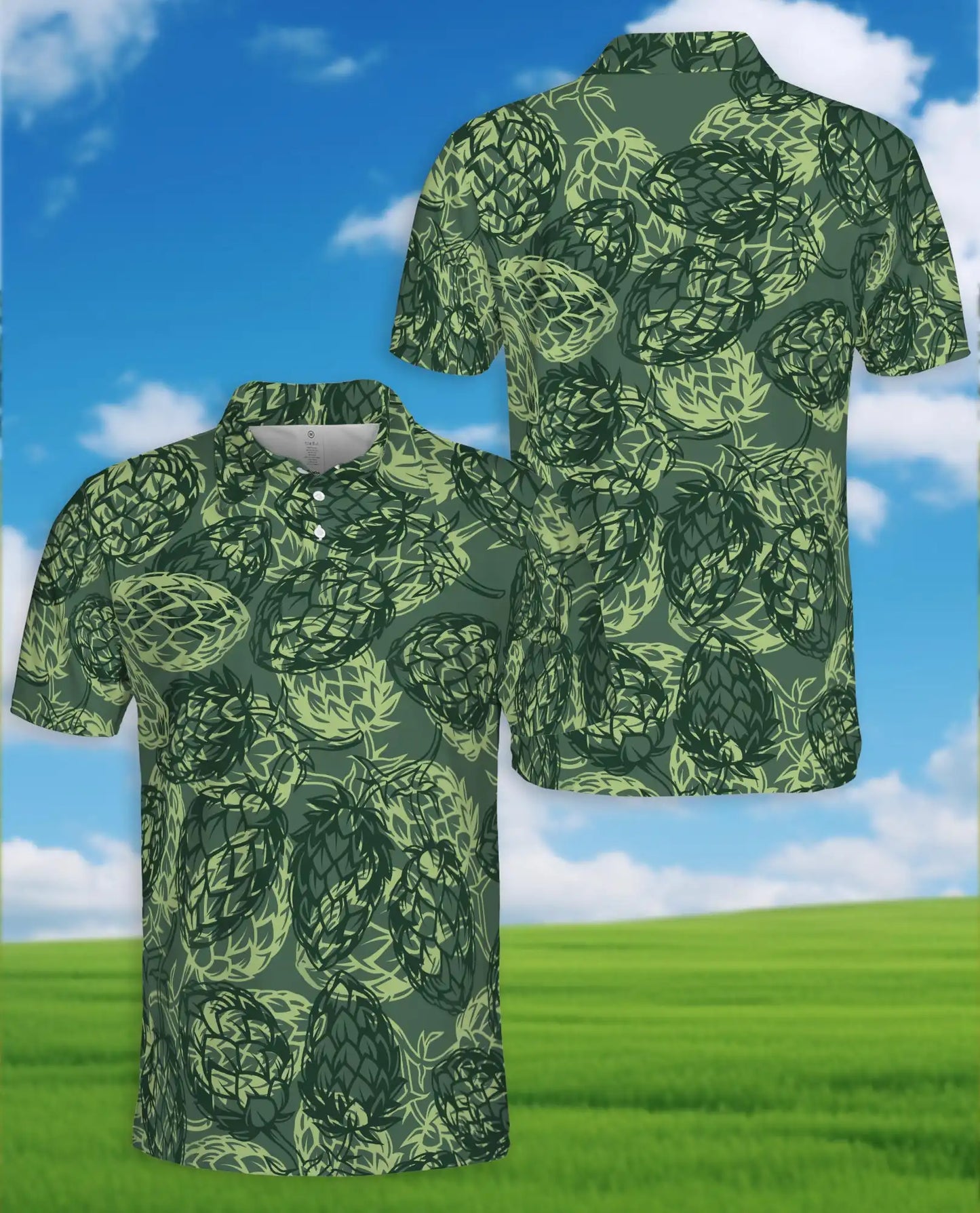 Beer Hops Polo Shirt - Craft Beer Brewing Hop Pattern Design | Netecom