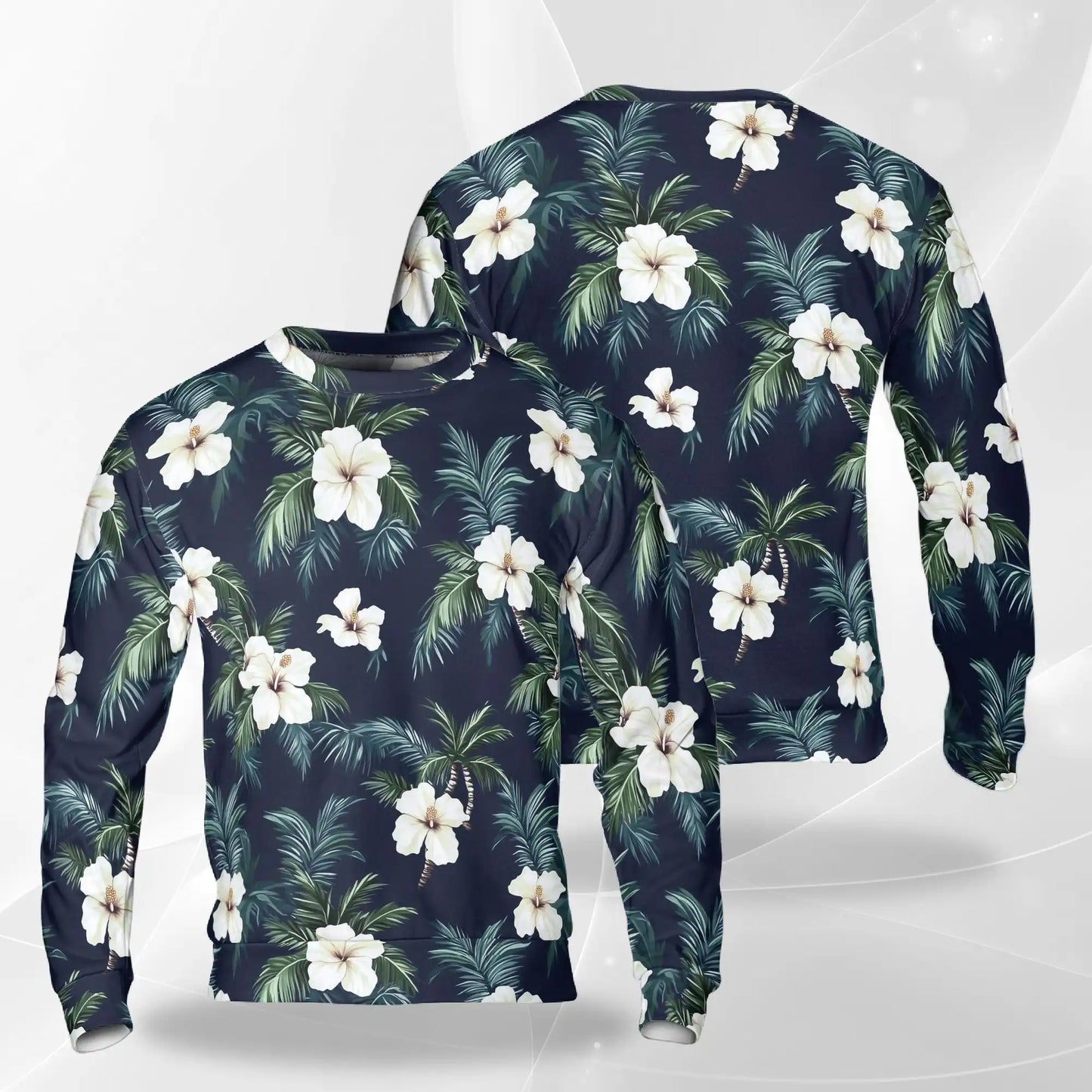 Hibiscus Island Sweatshirt, 3D All Over Print Tropical Floral Beach Crewneck Pullover for Men Women, Island Lover Gift - Netecom