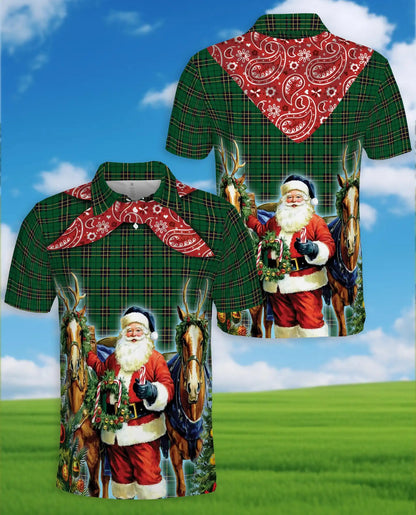 Christmas Santa Reindeer Polo Shirt for Men – Holiday Fun | Netecom