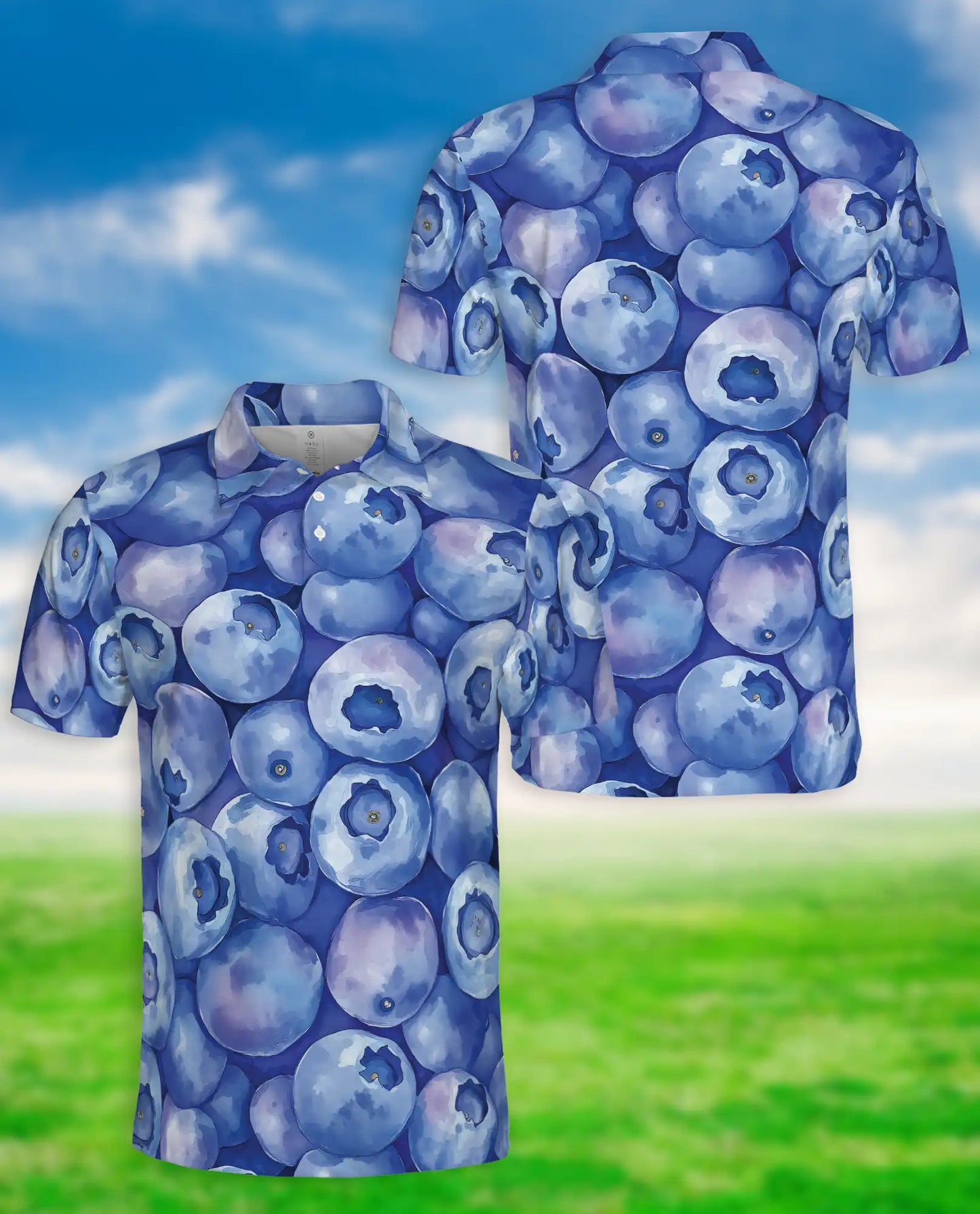 Blueberry Patten Polo Shirt For Men – Summer Fruit Print | Netecom