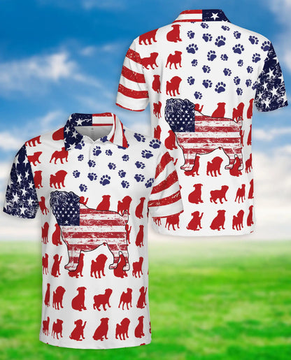 American Flag Pug Dog Polo Shirt | Netecom