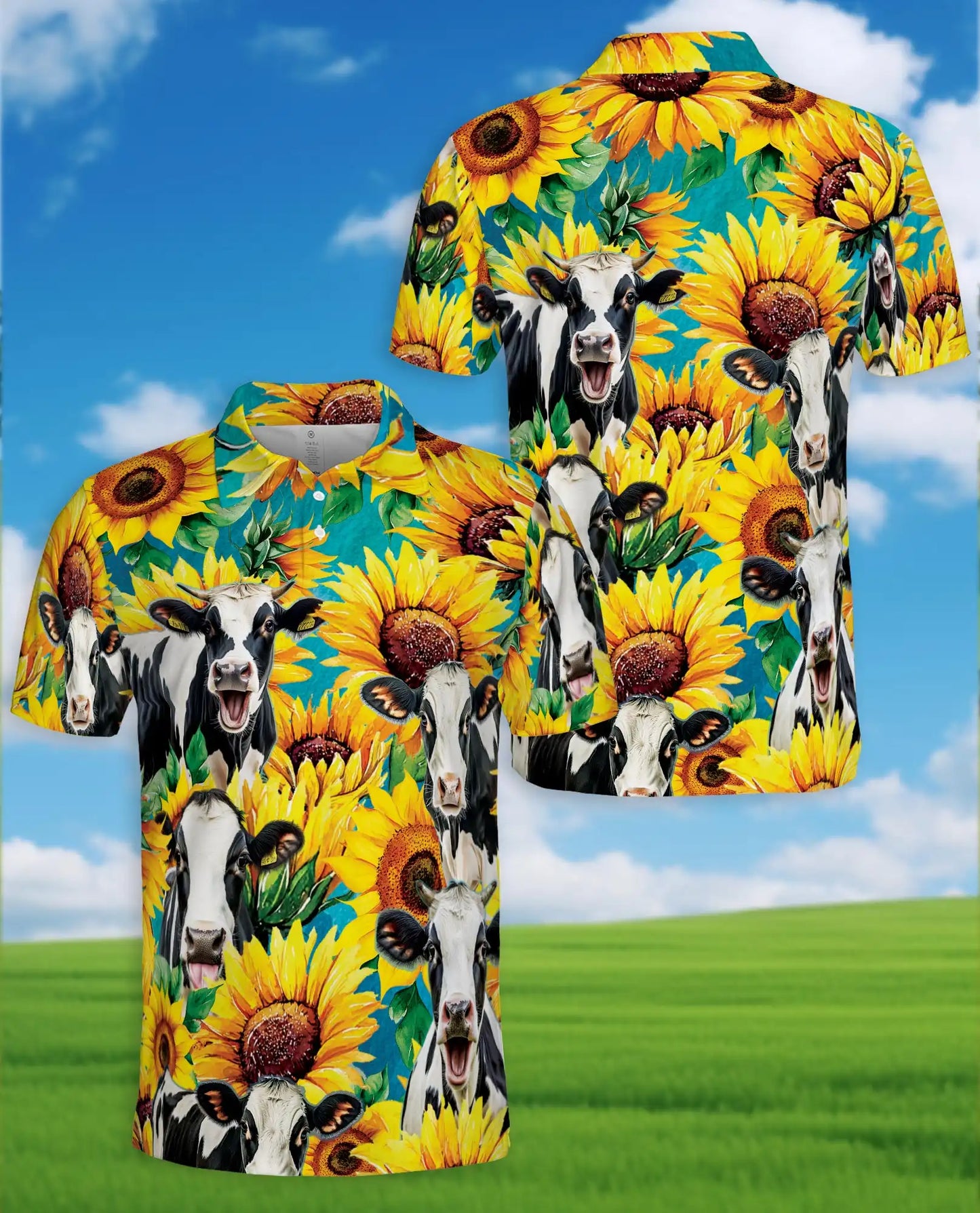 Sunflower Cow 3D Polo Shirt | Netecom
