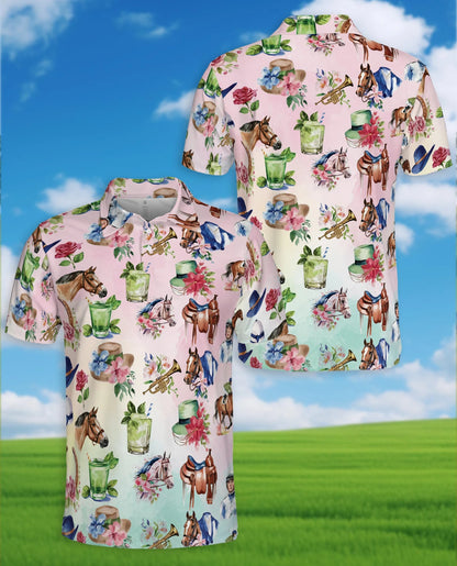 Horse Racing Cocktail Polo Shirt for Men – Equestrian Party Style | Netecom