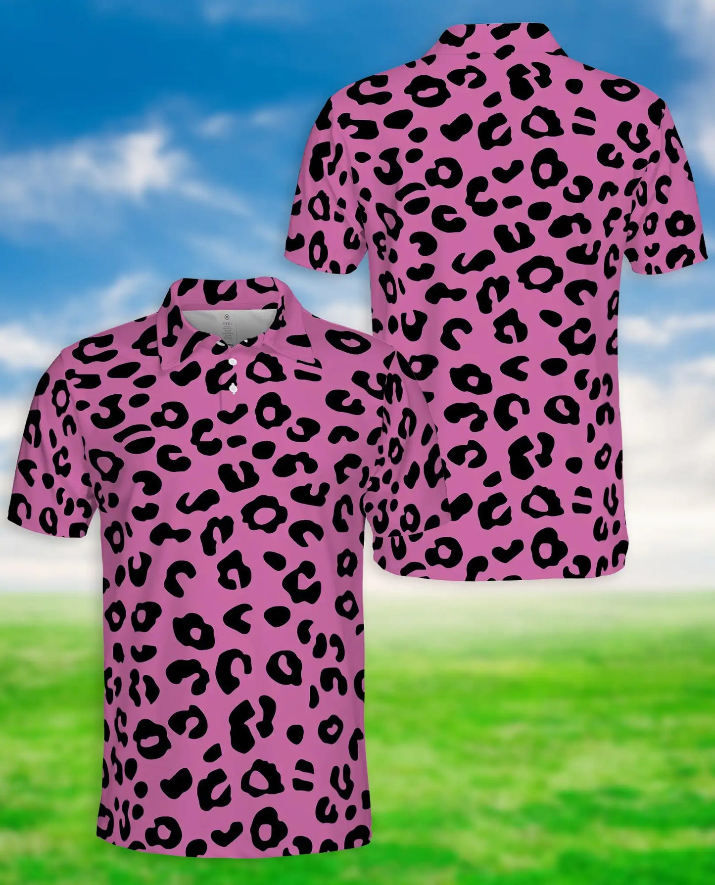 Pink Leopard Polo Shirt for Men- Bold Animal Print Fashion | Netecom