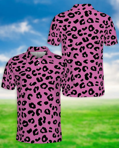Pink Leopard Polo Shirt for Men- Bold Animal Print Fashion | Netecom