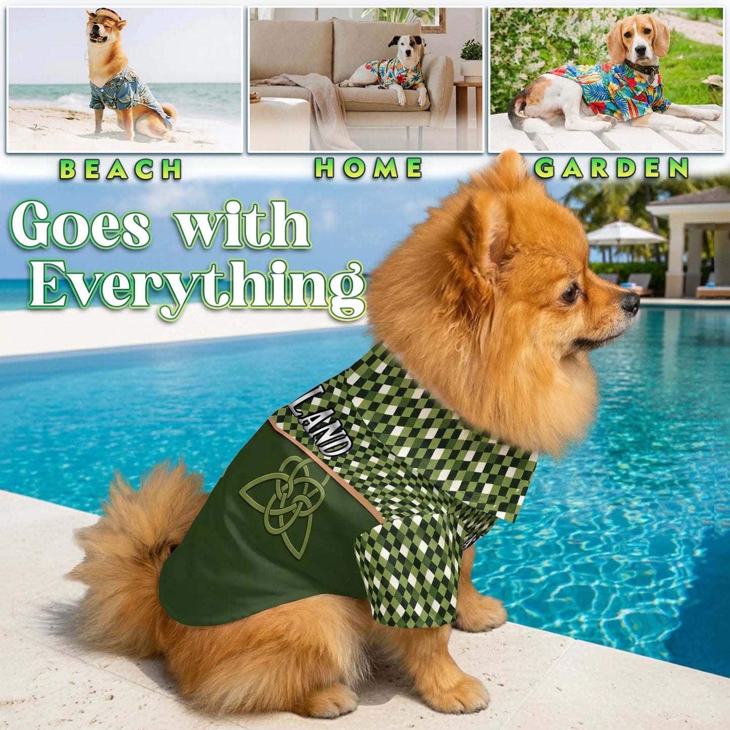 Ireland St Patrick’s Day Hawaii Dog and Owner Matching Retro Style Button Shirts