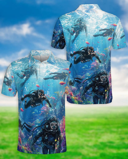 Scuba Diving Polo Shirt – Ocean Reef Print | Netecom
