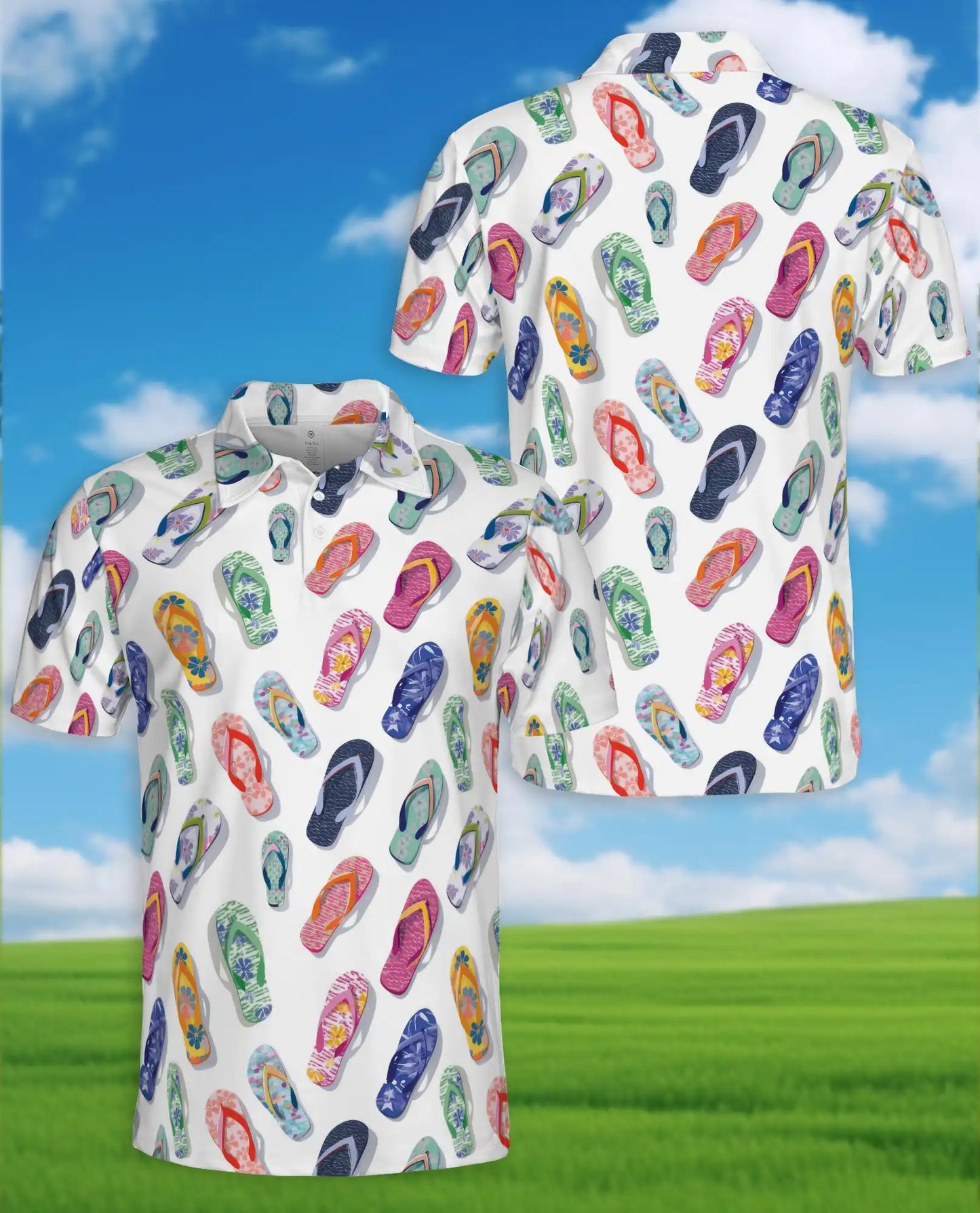 Colorful Flip-Flop Polo Shirt for Men – Summer Beach 3D Print | Netecom