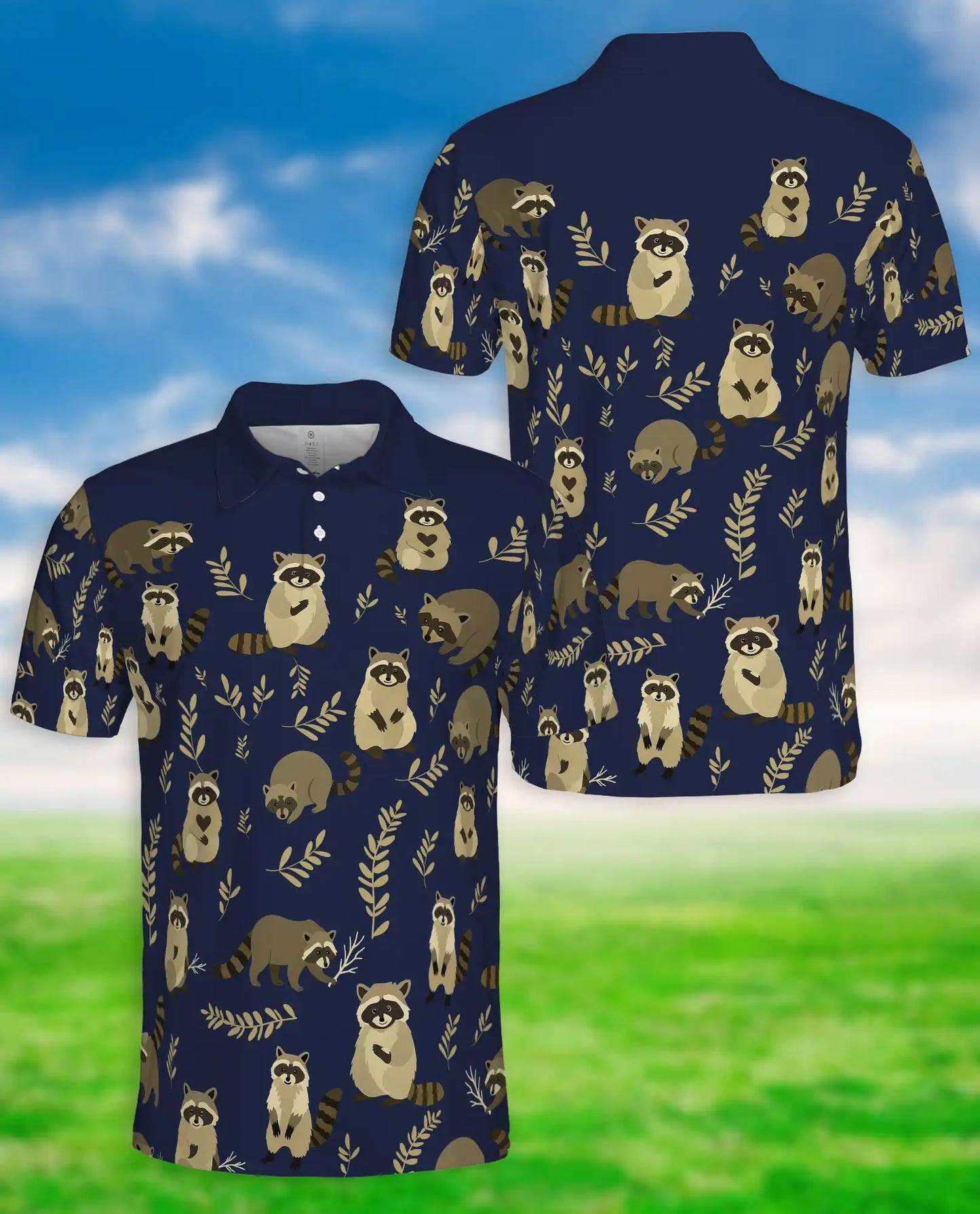 Raccoon Polo Shirt – Woodland Animal Print | Netecom