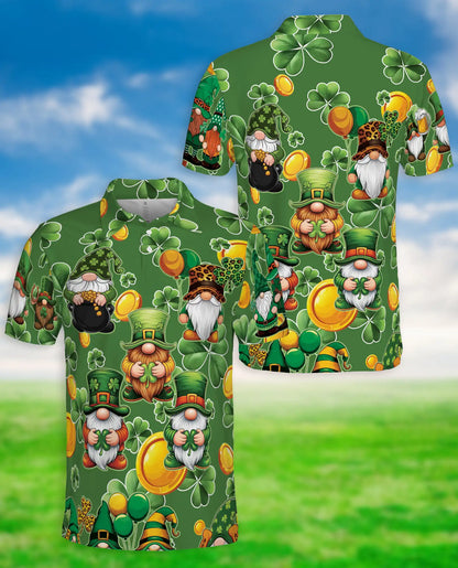Lucky Leprechaun Gnome 3D Polo Shirt for Men – St Patrick’s Day Clover Style | Netecom