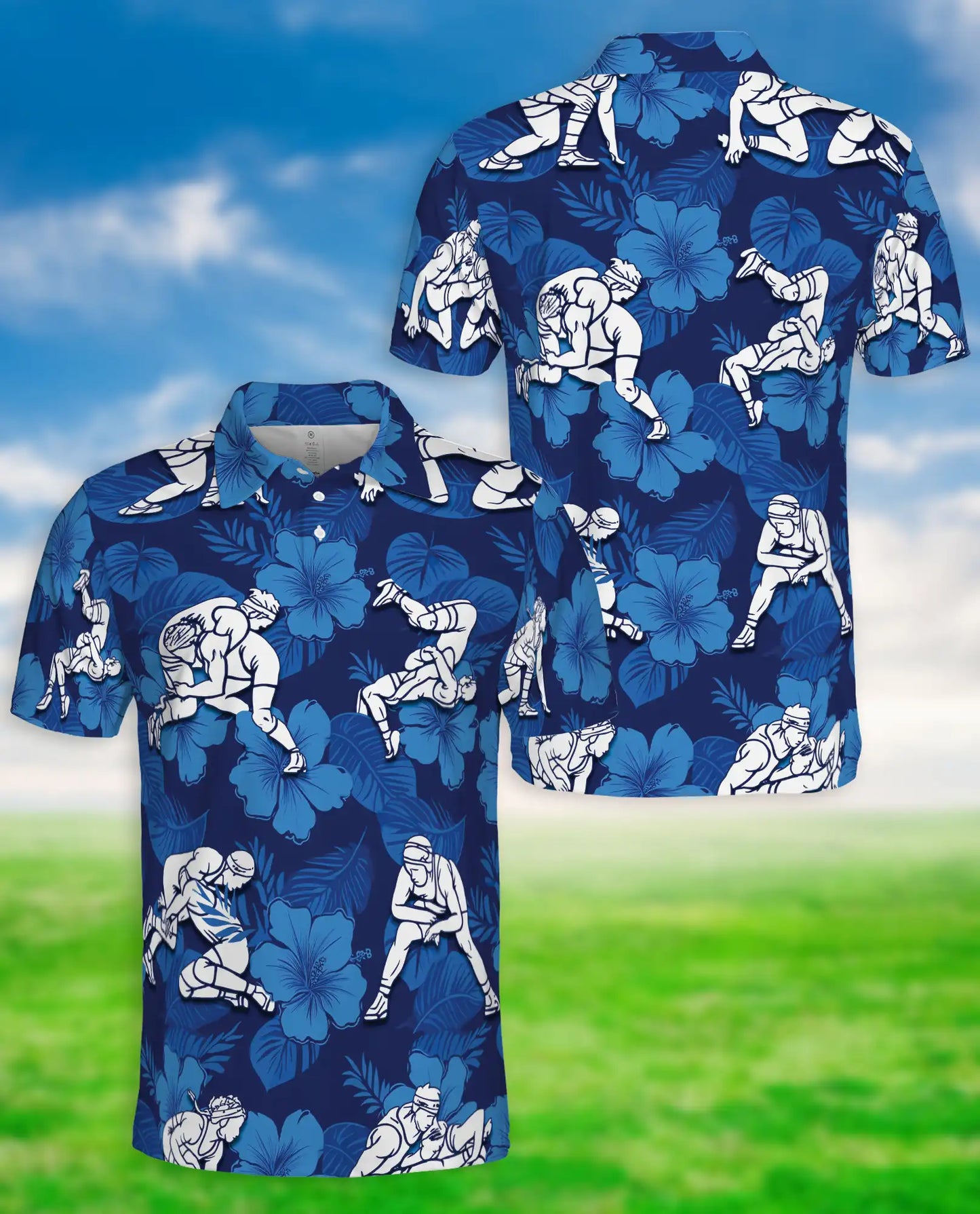 Wrestling Tropical Polo Shirt – Hibiscus Sports Print | Netecom