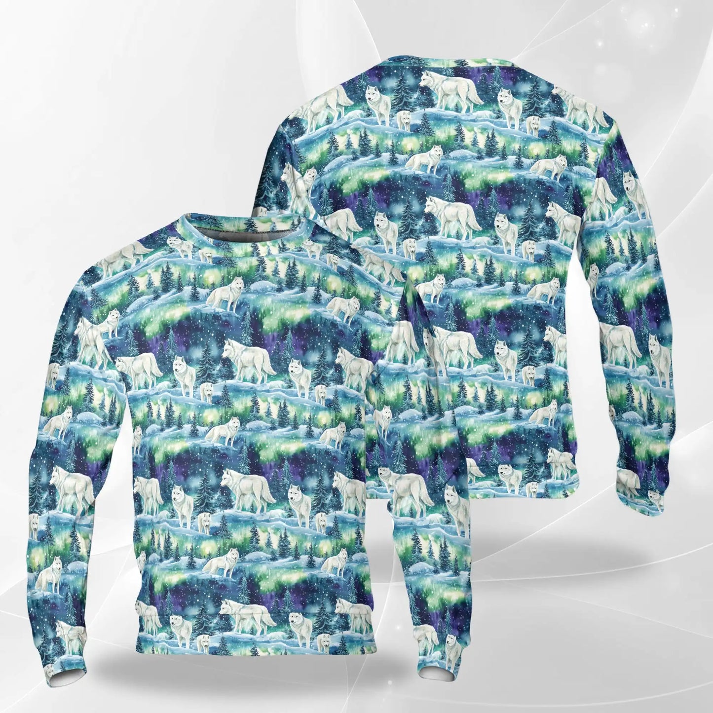 Winter Wolf Sweatshirt, 3D All Over Print Snowy Wolf Crewneck Pullover for Men Women, Wildlife Lover Gift - Netecom
