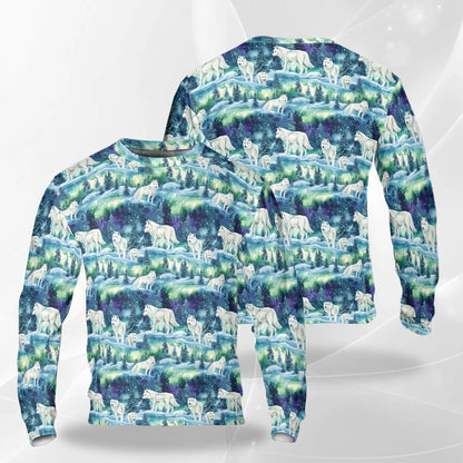 Winter Wolf Sweatshirt, 3D All Over Print Snowy Wolf Crewneck Pullover for Men Women, Wildlife Lover Gift - Netecom