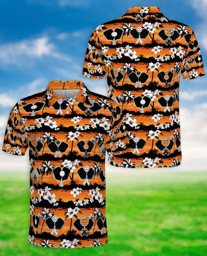 Pickleball Tropical 3D Polo Shirt for Men – Sunset Island Sports Style | Netecom