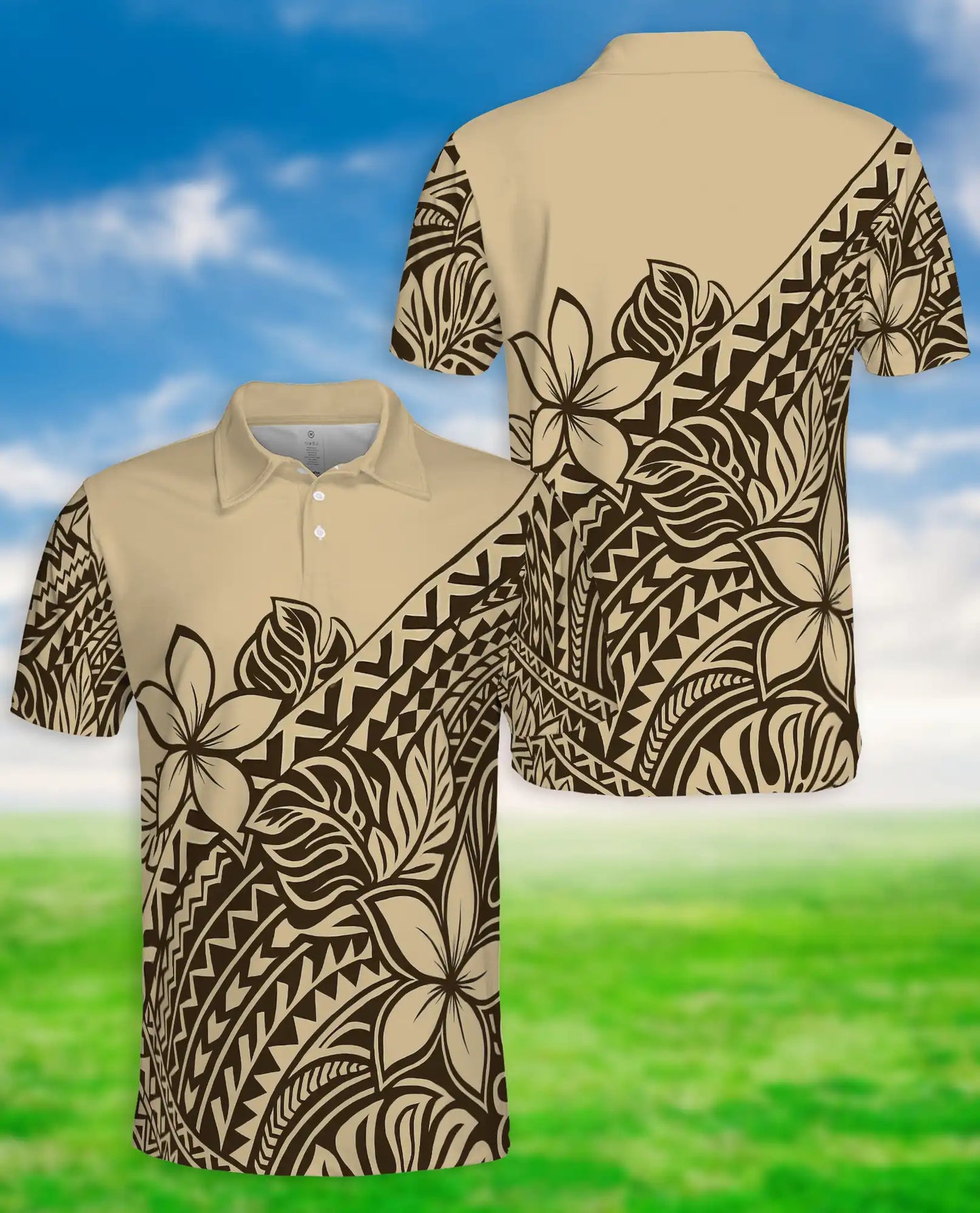 Polynesian Plumeria Tribal Polo Shirt-Hawaiian Island Pattern Design | Netecom