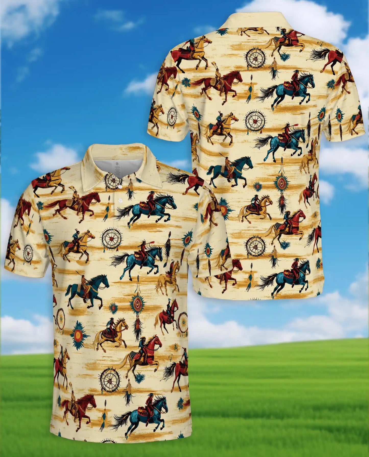 Native Horse Polo Shirt – Western Tribal Style | Netecom