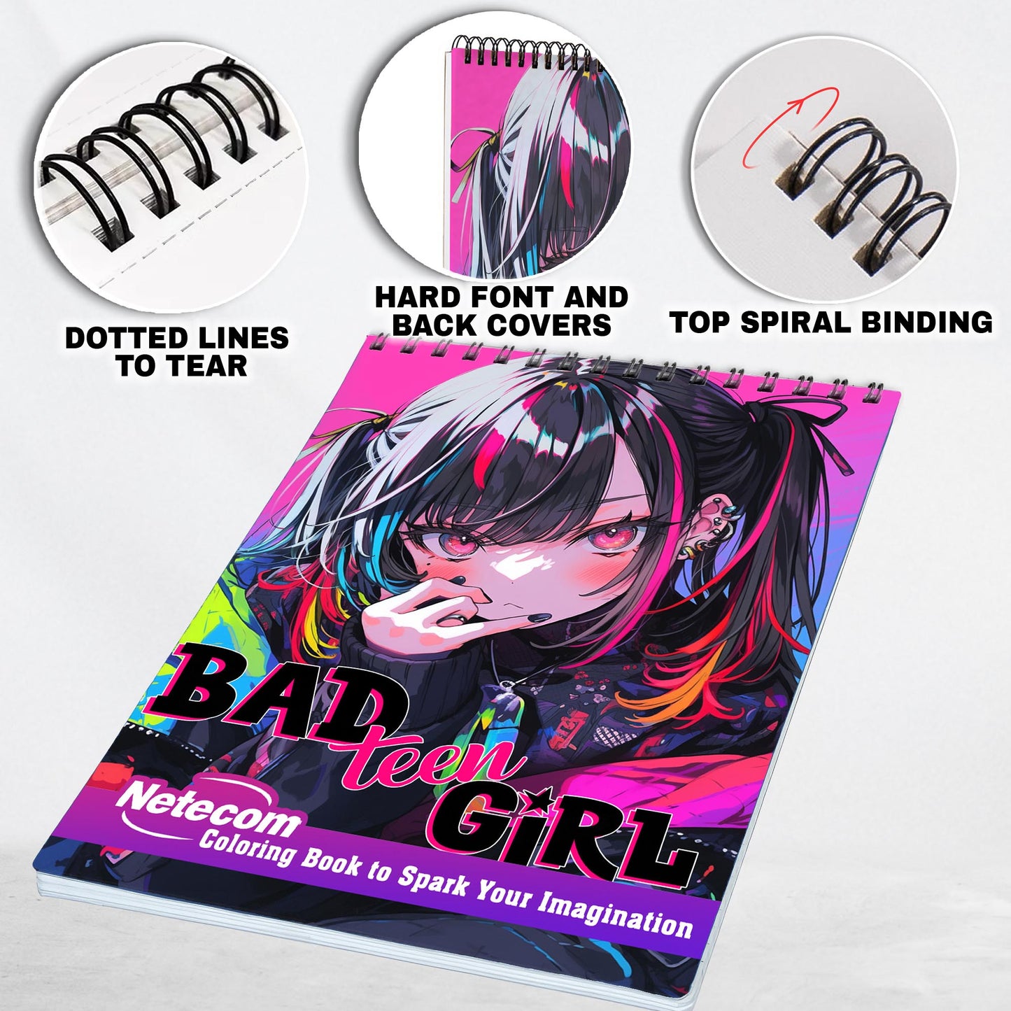 Bad Teen Girl Spiral Bound Coloring Book, Experience the Bold and Fearless with 30 Alluring Bad Teen Girl Coloring Pages in Anime Style for Anime Art Lovers to Color and Celebrate the Unique Persona of Bad Teen Girls