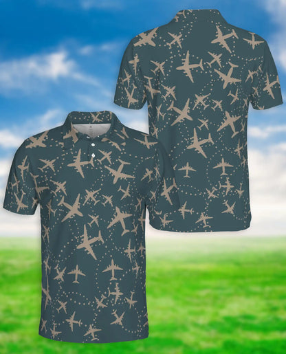 Airplane Print Polo Shirt | Netecom