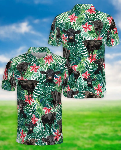 Black Cow Tropical Polo Shirt – Floral Jungle Print | Netecom