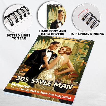 30s Style Man Spiral Bound Coloring Book, Indulge in 30 Dashing Coloring Pages, Fostering Focus and Imagination in the World of Stylish Men