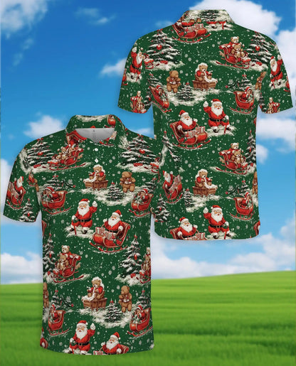 Vintage Santa Christmas 3D Polo Shirt for Men – Retro Holiday Winter Style | Netecom