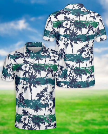 Blue Green Hawaiian Football Polo Shirt | Netecom