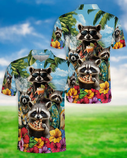 Raccoon Hawaiian Polo Shirt – Funny Tropical Style | Netecom