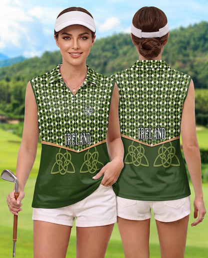 Ireland St. Patrick's Day Sleeveless Polo Shirt for Women | Netecom
