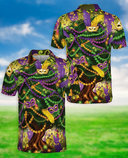 Mardi Gras Tree Hawaiian Polo Shirt | Netecom