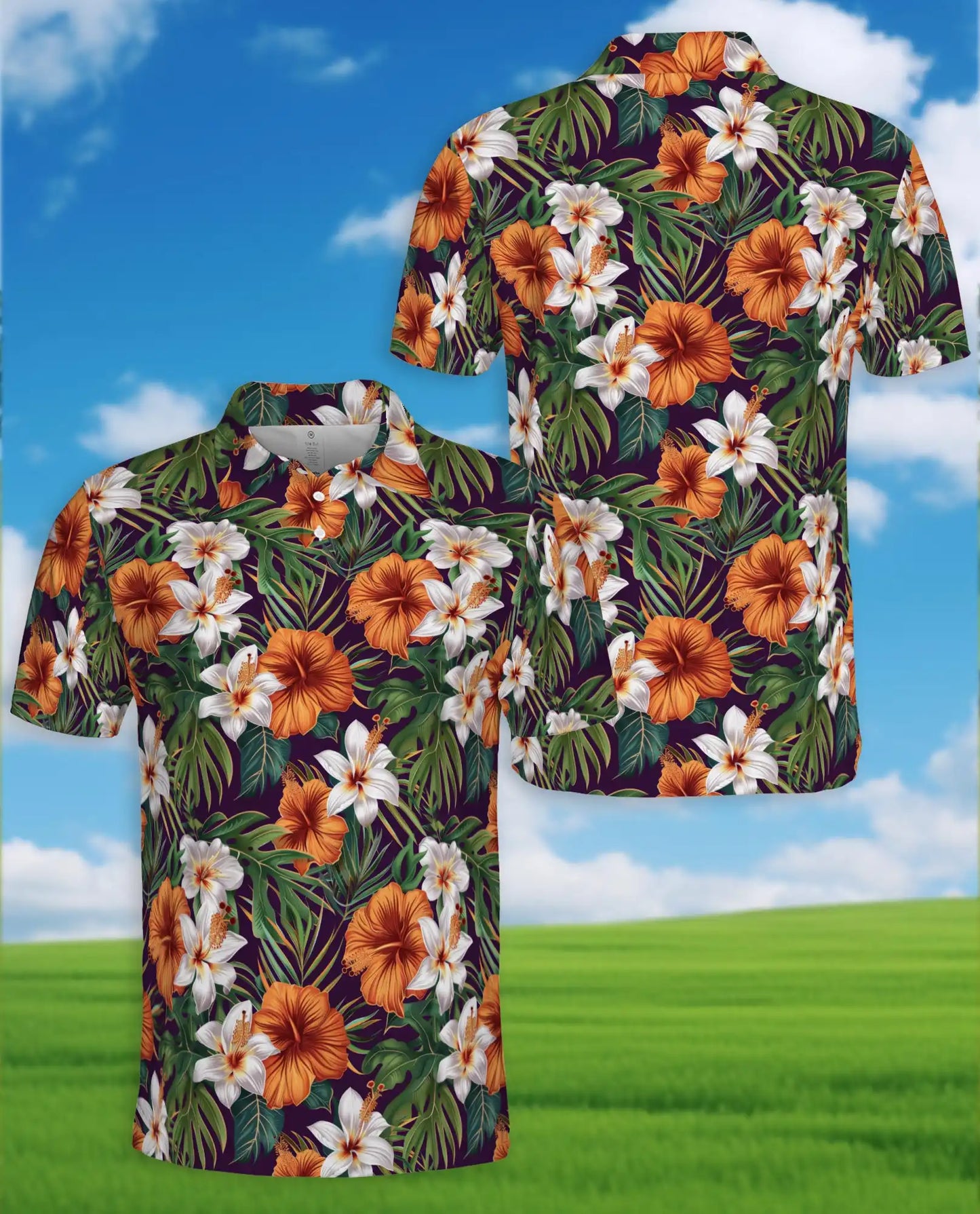 Hibiscus Lily Polo Shirt for Men – Tropical Floral Style | Netecom