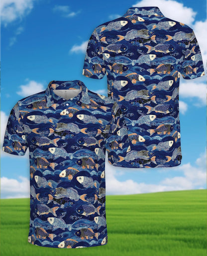 Japanese Koi Fish Pattern Polo Shirt for Men – Traditional Asian Art | Netecom