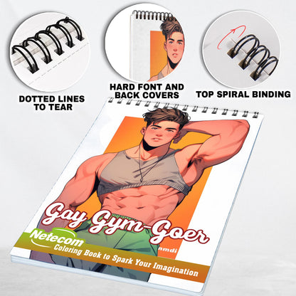 Gay Gym-Goer Spiral Bound Coloring Book, Explore the Vibrant World of LGBTQ+ Gym-Goers with 30 Exquisitely Illustrated Coloring Pages.