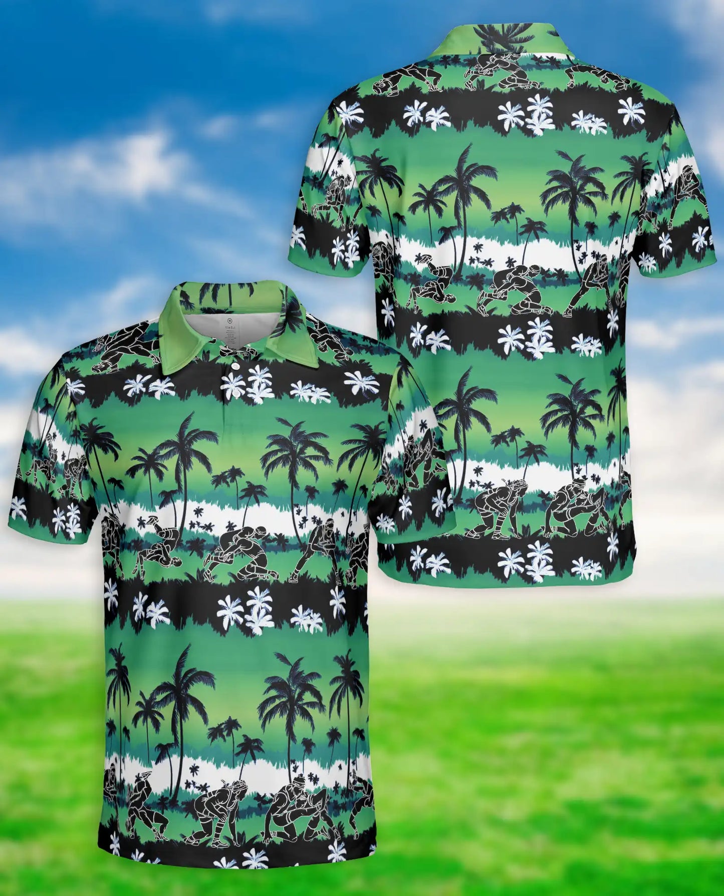 Green Hawaiian Football Polo Shirt – Tropical Style | Netecom