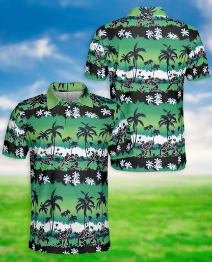 Green Hawaiian Football Polo Shirt – Tropical Style | Netecom
