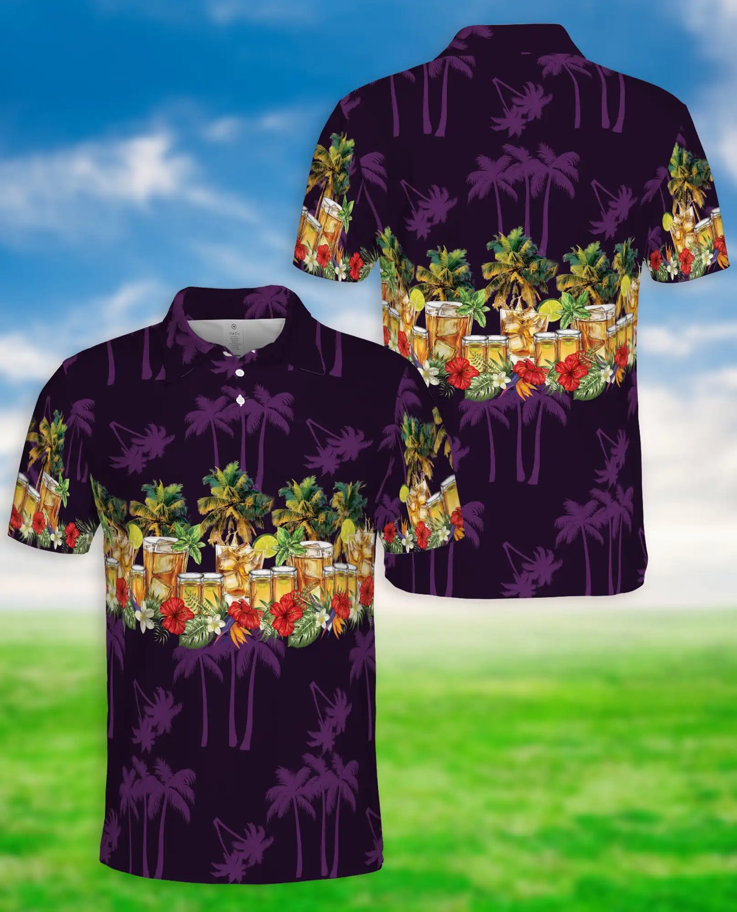 Tropical Beer 3D Polo Shirt for Men – Island Cocktail Party Style | Netecom