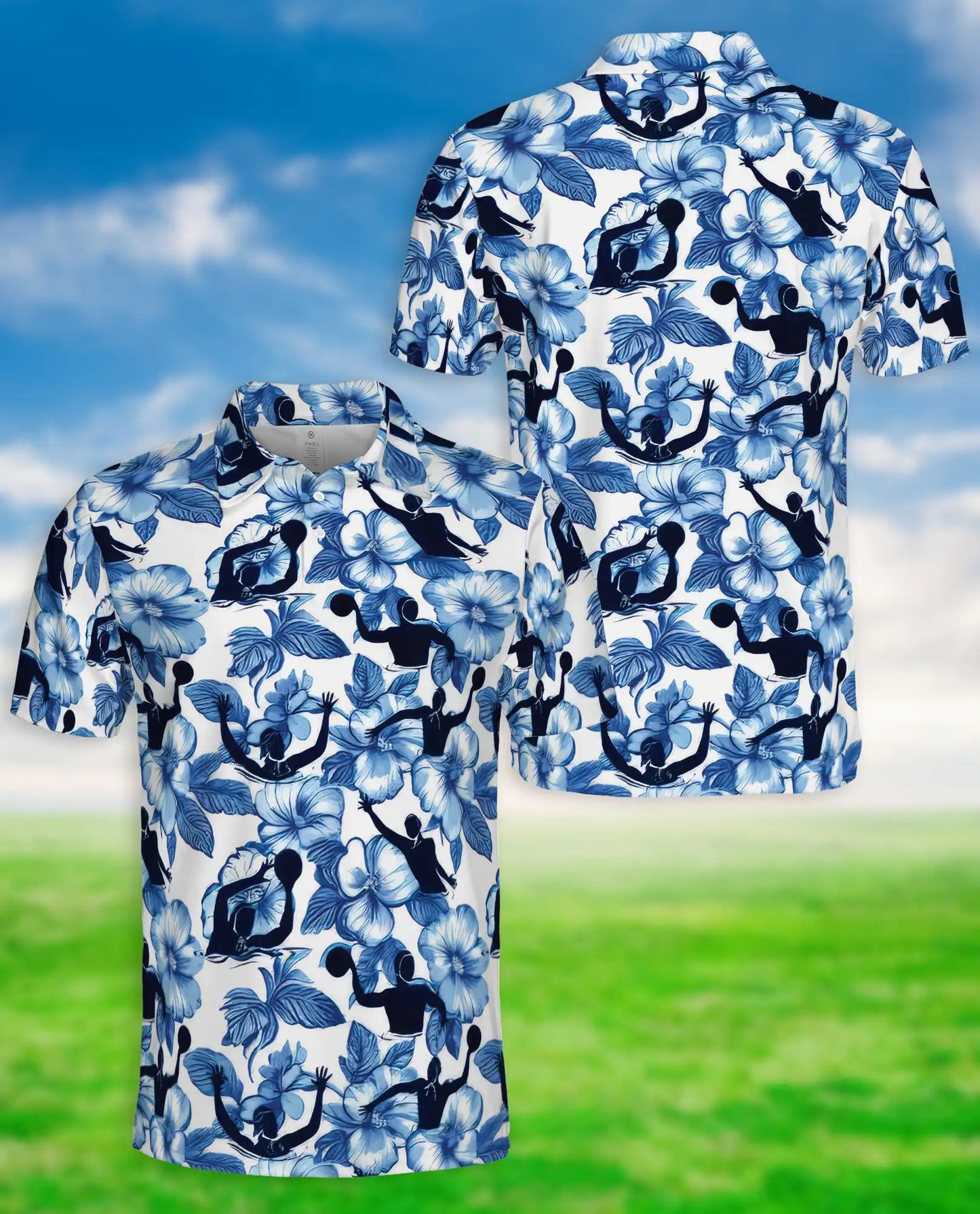 Pickleball Floral Hawaiian 3D Polo Shirt for Men | Netecom
