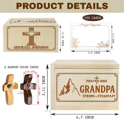Netecom Personalized Prayer Box for Grandma with Custom Name & Handheld Cross, Christian Faith Gift with 100 Prayer Request Cards