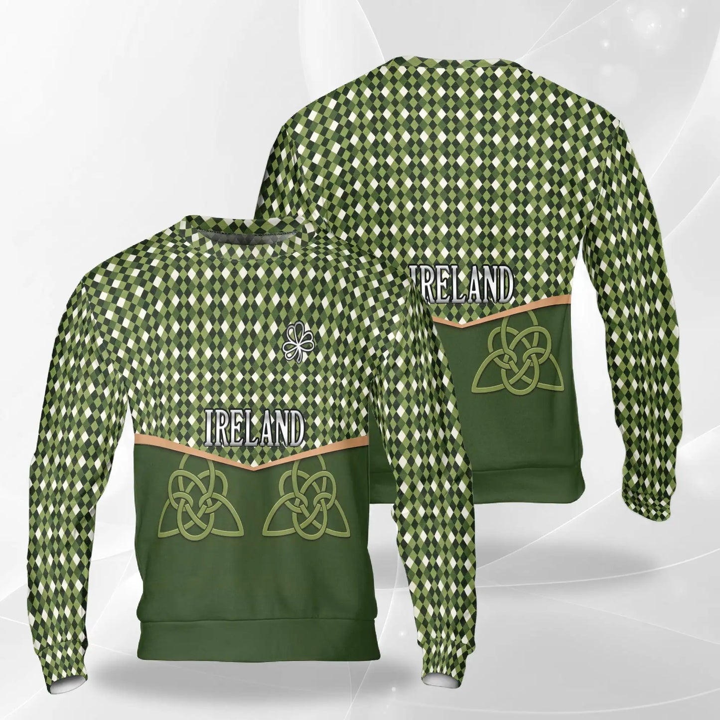 St Patrick’s Day Ireland Sweatshirt, 3D All Over Print Irish Shamrock Crewneck Pullover for Men Women, Irish Pride Gift - Netecom