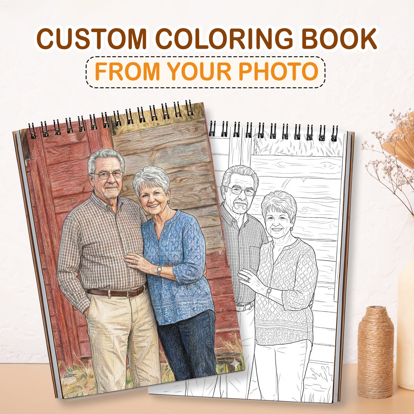 Custom Photo Coloring Book for Grandma & Grandpa, Personalized Memory Gift